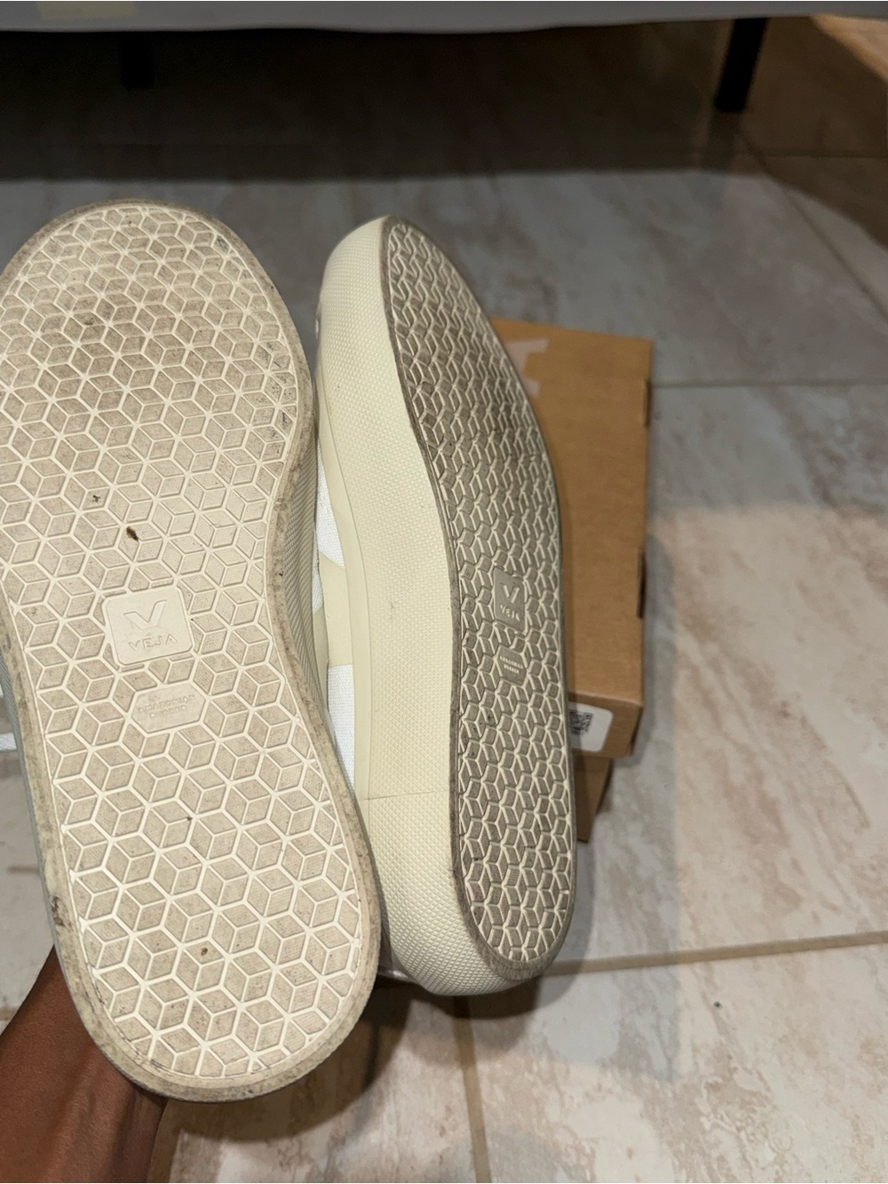 Veja Low-Top Canvas Sneakers in White and Cream - Picture 8 of 8
